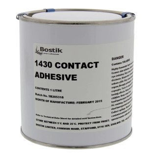 Bostik 1430 CONTACT Liquid Adhesive White 1 L Solvent-Borne Polychloroprene Rubber Based ADHESIVE 50634