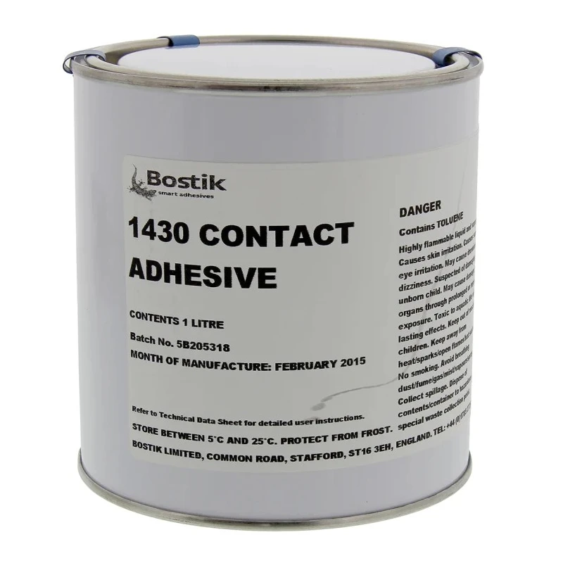 Bostik 1430 CONTACT Liquid Adhesive White 1 L Solvent-Borne Polychloroprene Rubber Based ADHESIVE 50634