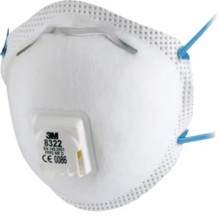 3M 8300 Series FFP2 Disposable Face Mask Cup Type with Adjustable Nose Clips White 10 Per Pack 