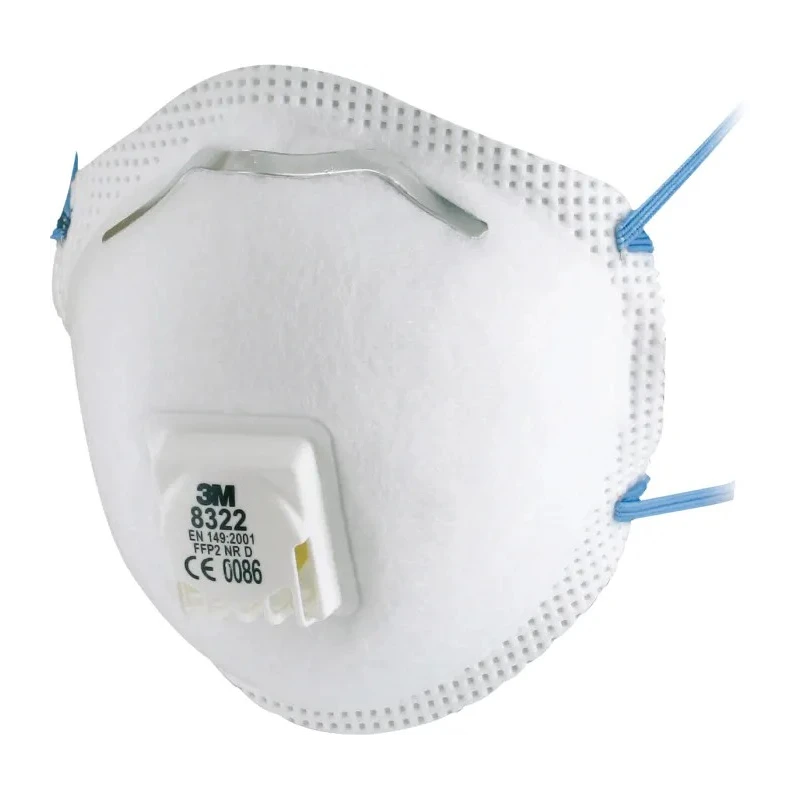 3M 8300 Series FFP2 Disposable Face Mask Cup Type with Adjustable Nose Clips White 10 Per Pack 