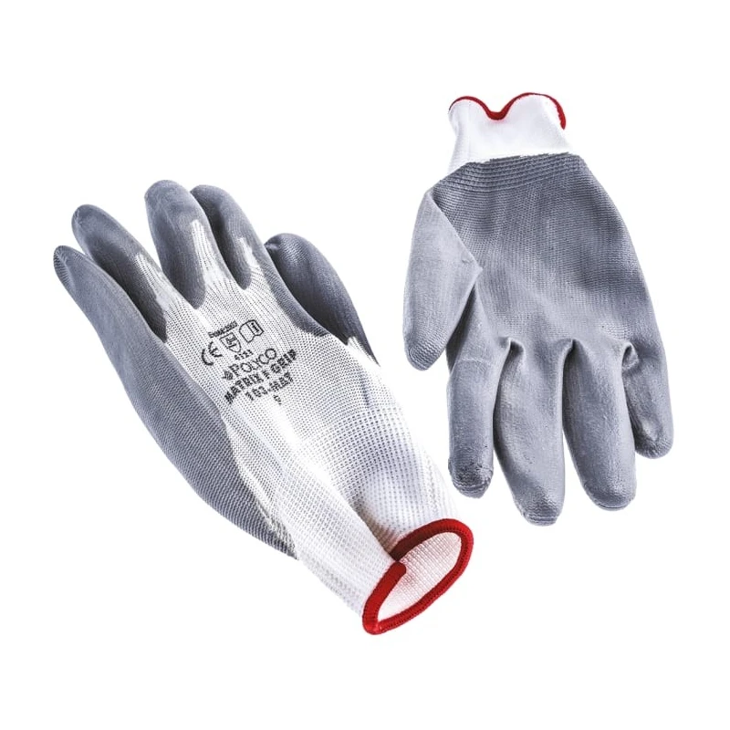 Polyco Healthline Matrix Grey Nitrile Foam Coated Work Gloves Size 9 10 Pieces 103-MAT