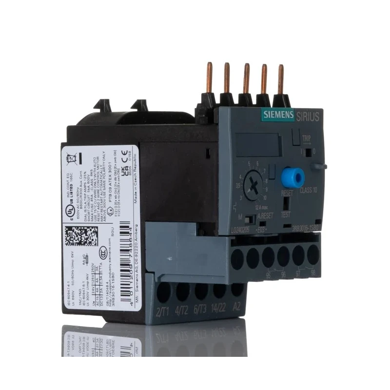 Siemens Solid State Overload Relay, 1 NO/1 NC, 12A, 3 A F.L.C, 12A Contact Rating, 5.5 kW 3P 3RB3016-1SB0