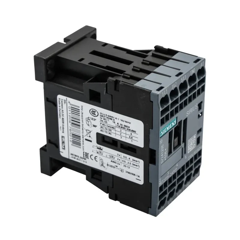 Siemens Size S00, 3RT2 Contactor, 230V AC Coil, 3-Pole, 7 A, 3 kW, 3 NO, 400V AC 3RT2015-2AP01