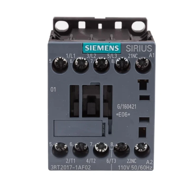Siemens Motor Control Contactor 3RT2017-1AF02 110V AC Coil, 3-Pole, 12 A, 5.5 kW, 3 NO Auxiliary Contacts, 400V AC