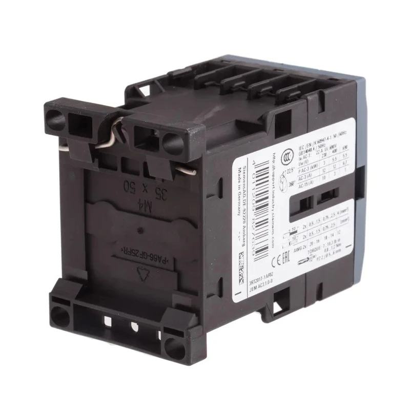 Siemens Motor Control Contactor 3RT2017-1AF02 110V AC Coil, 3-Pole, 12 A, 5.5 kW, 3 NO Auxiliary Contacts, 400V AC