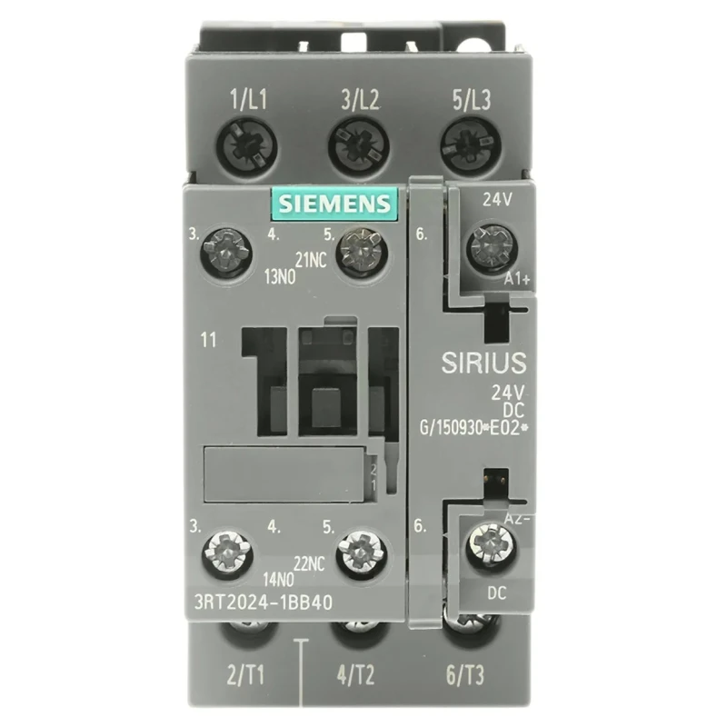 Siemens S0 Series 3-Pole Contactor 24V DC Coil, 12 A, 5.5 kW, 3 NO Contacts, 400V AC 3RT2024-1BB40