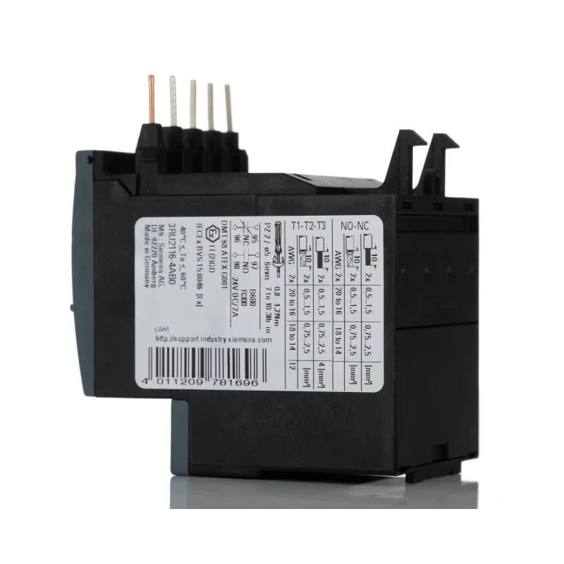 Siemens SIRIUS 3RU2 Thermal Overload Relay 1 NO/1 NC 11A-16A Adjustable Current Range, 16A Contact Rating, 7.5 3RU2116-4AB0
