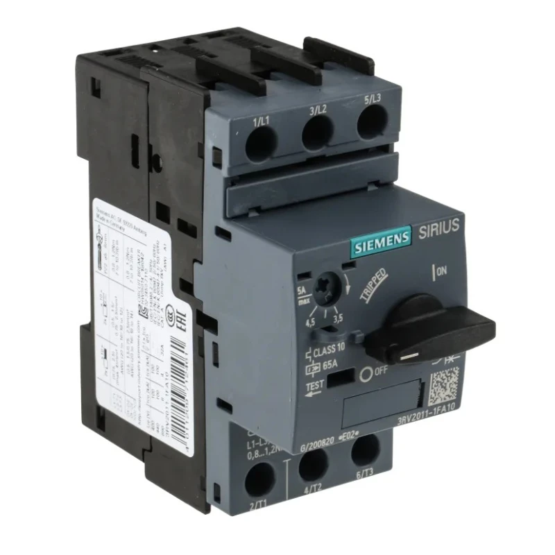 Siemens Motor Protection Circuit Breaker 3.5A, 5 A, 690V, IP20, Magnetic Sensing 3 Poles 3RV2011-1FA10
