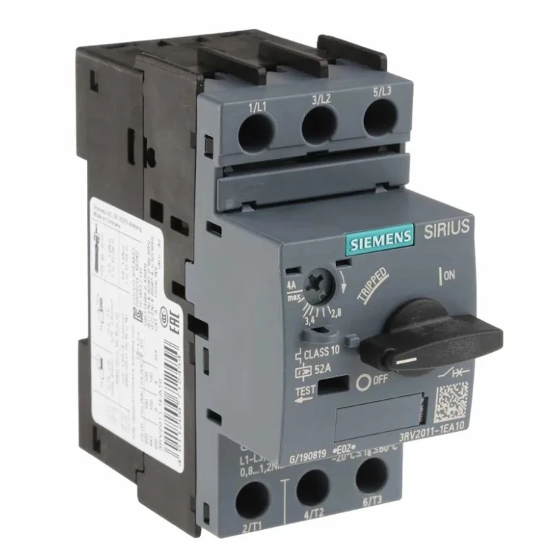 Siemens Motor Protection Circuit Breaker 2.8A to 4 A, 3 Poles, Magnetic Sensing, 690V, IP20, -20°C to 60°C 3RV2011-1EA10