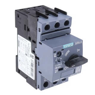 Siemens 4.5A, 6.3A 3RV2 Series Motor Protection Circuit Breaker 690V Magnetic Sensing 3 Poles 3RV2011-1GA10