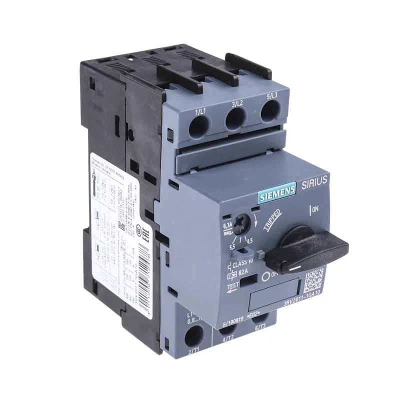 Siemens 4.5A, 6.3A 3RV2 Series Motor Protection Circuit Breaker 690V Magnetic Sensing 3 Poles 3RV2011-1GA10