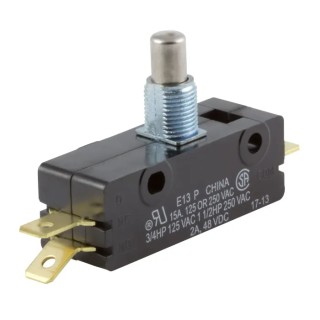 ZF Button Micro Switch, Tab Terminal, 15A, 250 V AC, SPDT E13-00M