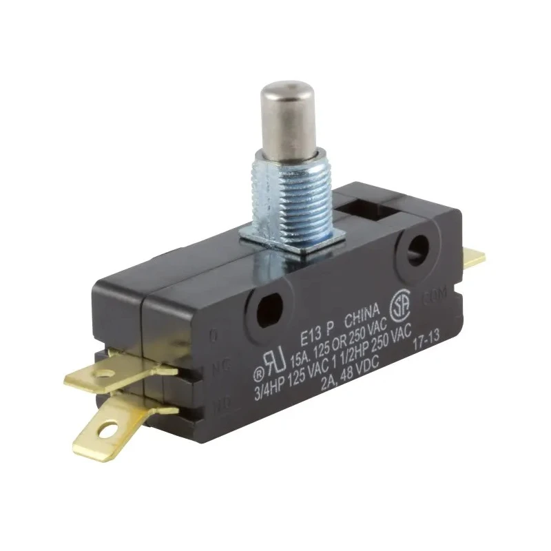 ZF Button Micro Switch, Tab Terminal, 15A, 250 V AC, SPDT E13-00M