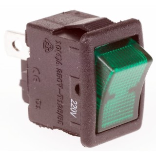 ZF Illuminated SPST On-Off Rocker Switch Panel Nylon Housing Green Actuator 10A 250V AC LRA22H2BBGEN
