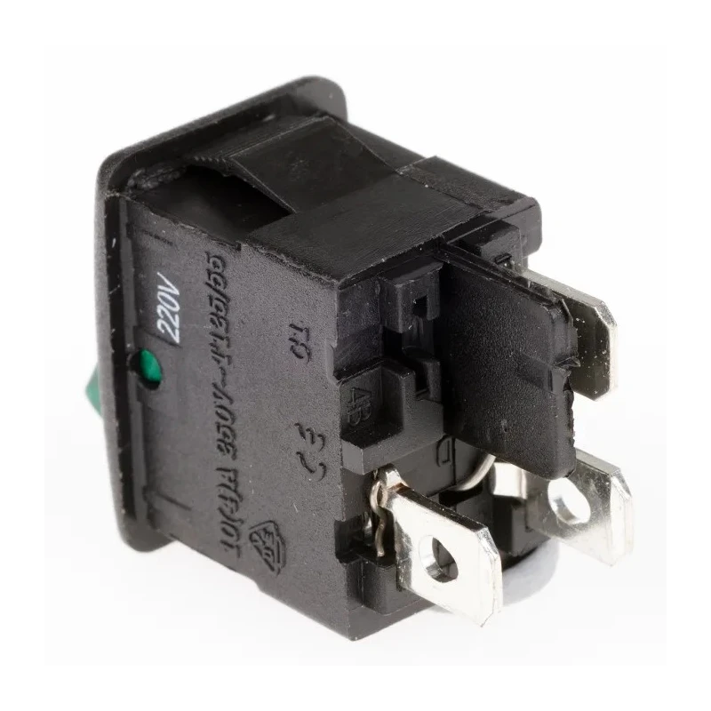 ZF Illuminated SPST On-Off Rocker Switch Panel Nylon Housing Green Actuator 10A 250V AC LRA22H2BBGEN