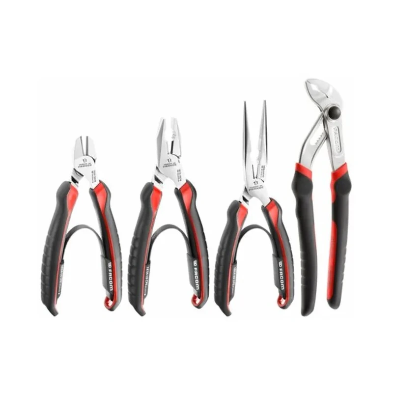 Facom 4-Piece Plier Set including Combination Pliers, Cutters, Long Nose Pliers, and Water Pump Pliers CPE.A4