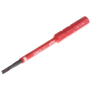 Wiha Screwdriver Bit 6 mm Drive Size, 2.5 mm Blade Width, 0.4 mm Blade Thickness, 75 mm Overall Length 34578