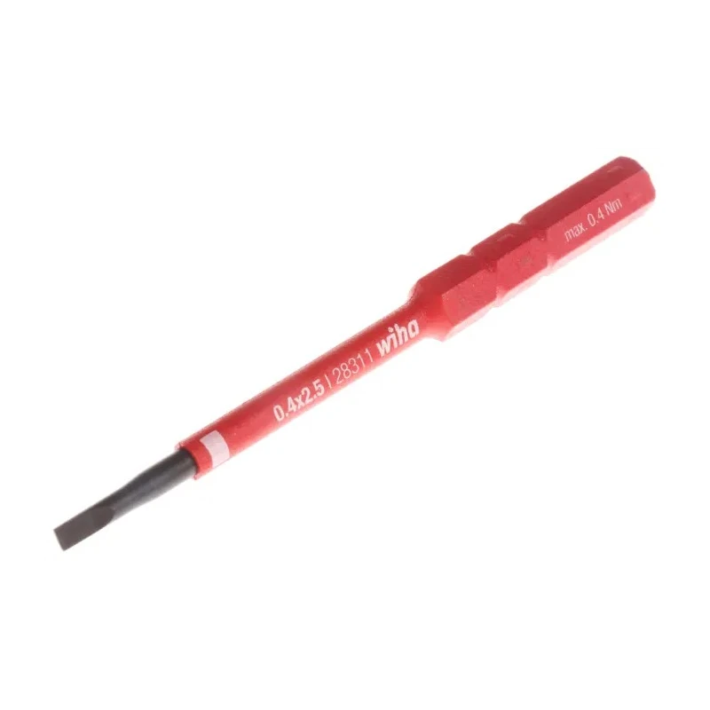 Wiha Screwdriver Bit 6 mm Drive Size, 2.5 mm Blade Width, 0.4 mm Blade Thickness, 75 mm Overall Length 34578