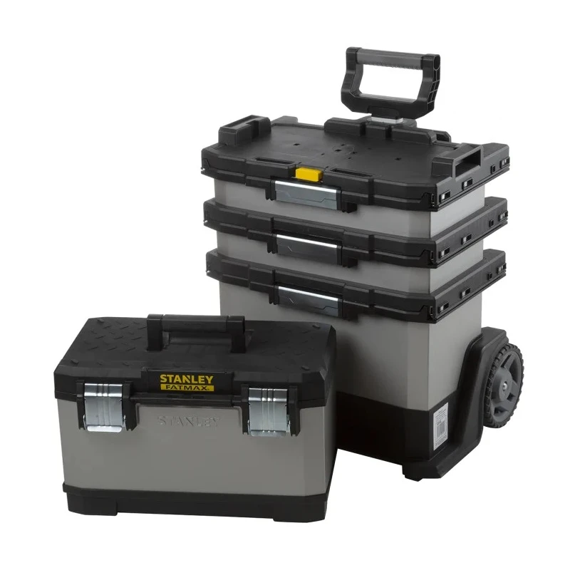 Stanley 2 Drawer Wheeled Roller Cabinet Tool Trolley Plastic 389mm x 389mm x 893mm 1-95-622
