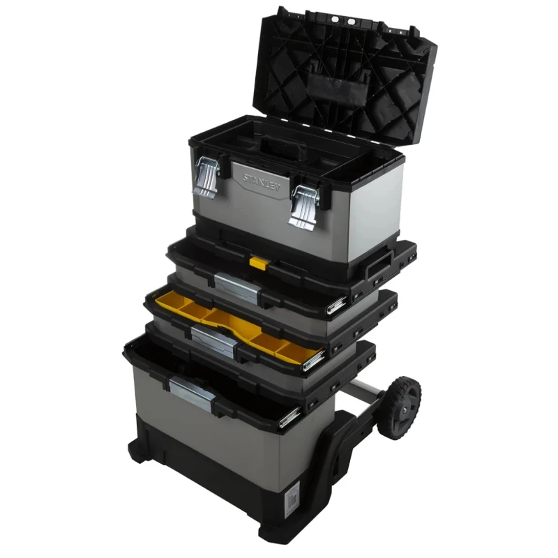 Stanley 2 Drawer Wheeled Roller Cabinet Tool Trolley Plastic 389mm x 389mm x 893mm 1-95-622