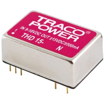 TRACOPOWER 15W Regulated Isolated DC/DC Converter, 12V DC Output, 1.25A, 36V DC Max Input, Through Hole DIP THD 15-2412N