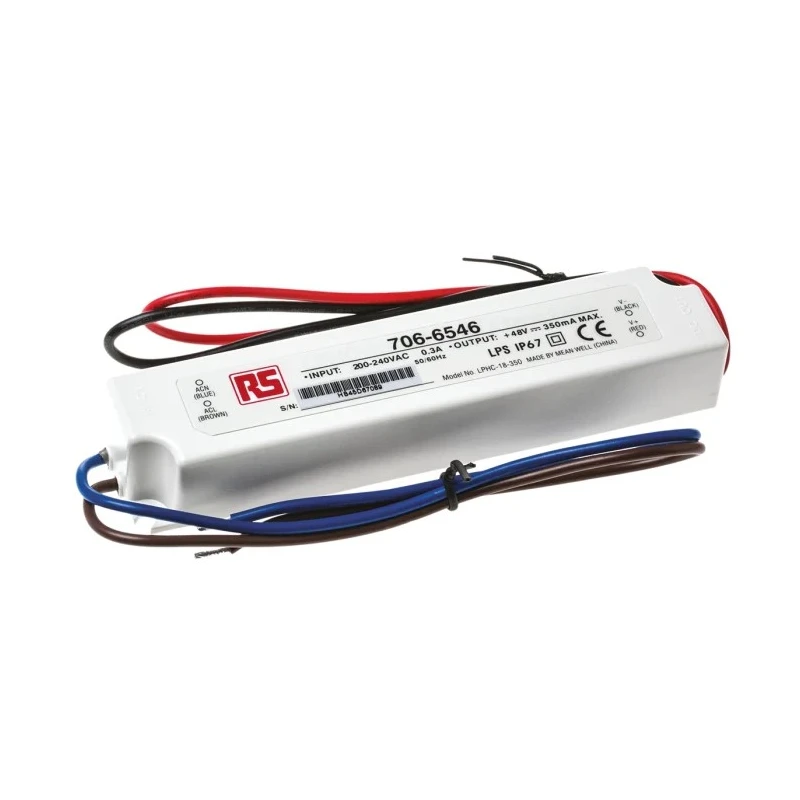 MEAN WELL IP67 Single Output Panel Mount LED Driver 48V DC, 6 V, 16.8 W, Constant Current 350mA 