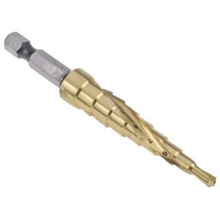 DeWALT High Speed Steel Step Drill Bit 4 to 12 mm Diameter, 386.08 mm Length, Hex Shank DT5026-QZ