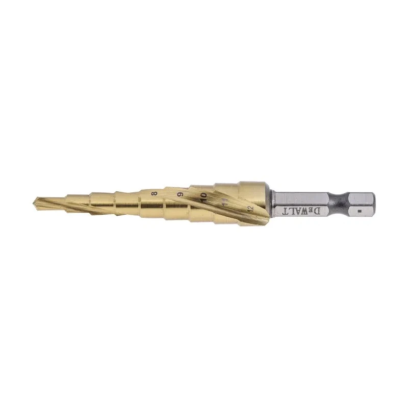 DeWALT High Speed Steel Step Drill Bit 4 to 12 mm Diameter, 386.08 mm Length, Hex Shank DT5026-QZ