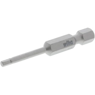 Wiha Hex Screwdriver Bit, 6.35 mm Drive Size, 2.5 mm Tip Size, Chrome Vanadium Steel, 50 mm Overall Length, Hex Drive 05303