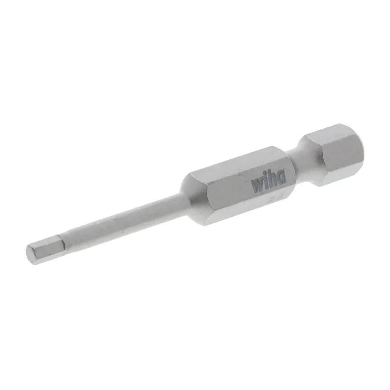 Wiha Hex Screwdriver Bit, 6.35 mm Drive Size, 2.5 mm Tip Size, Chrome Vanadium Steel, 50 mm Overall Length, Hex Drive 05303