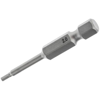 Wiha Hex Screwdriver Bit 6.35 mm Drive Size, 2 mm Tip Size, Chrome Vanadium Steel, 50 mm Overall Length 05302