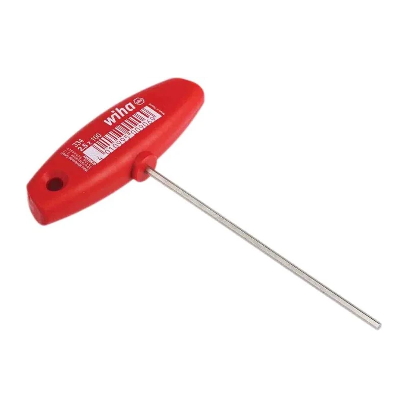 Wiha T Metric Hex Key, Hex Size 2.5 mm, Nickel Plated Chrome Vanadium Steel, Long Arm 126mm Length 00906
