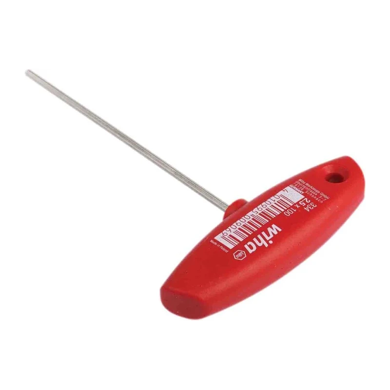 Wiha T Metric Hex Key, Hex Size 2.5 mm, Nickel Plated Chrome Vanadium Steel, Long Arm 126mm Length 00906