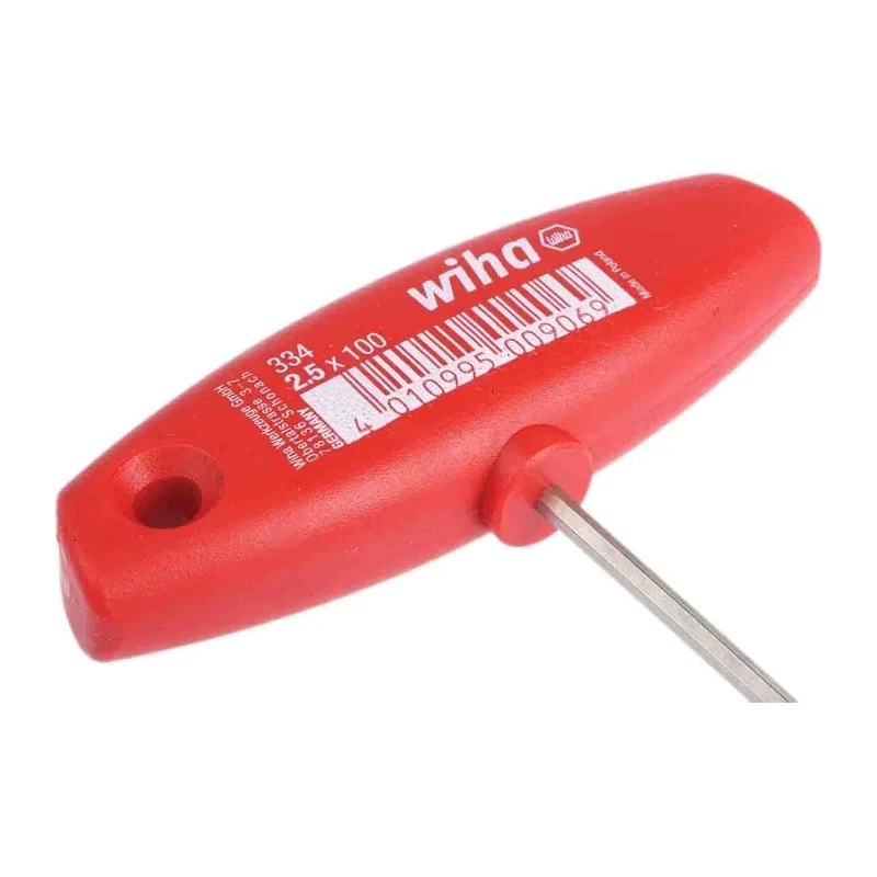 Wiha T Metric Hex Key, Hex Size 2.5 mm, Nickel Plated Chrome Vanadium Steel, Long Arm 126mm Length 00906