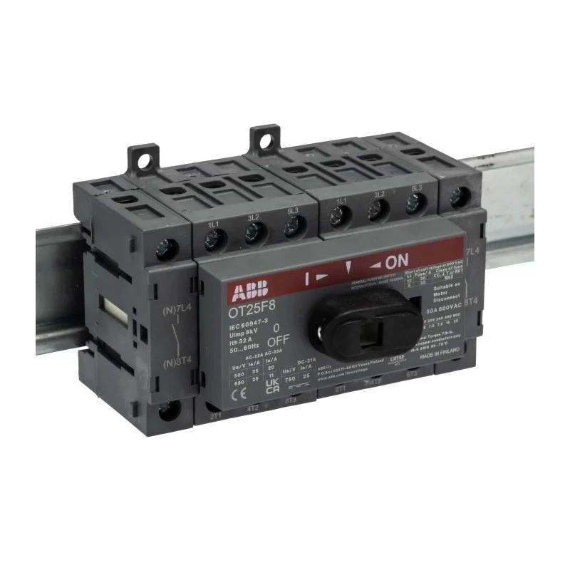 ABB 8-Pole Base Isolator Switch IP20 25A 9 kW OT25F8 1SCA104882R1001
