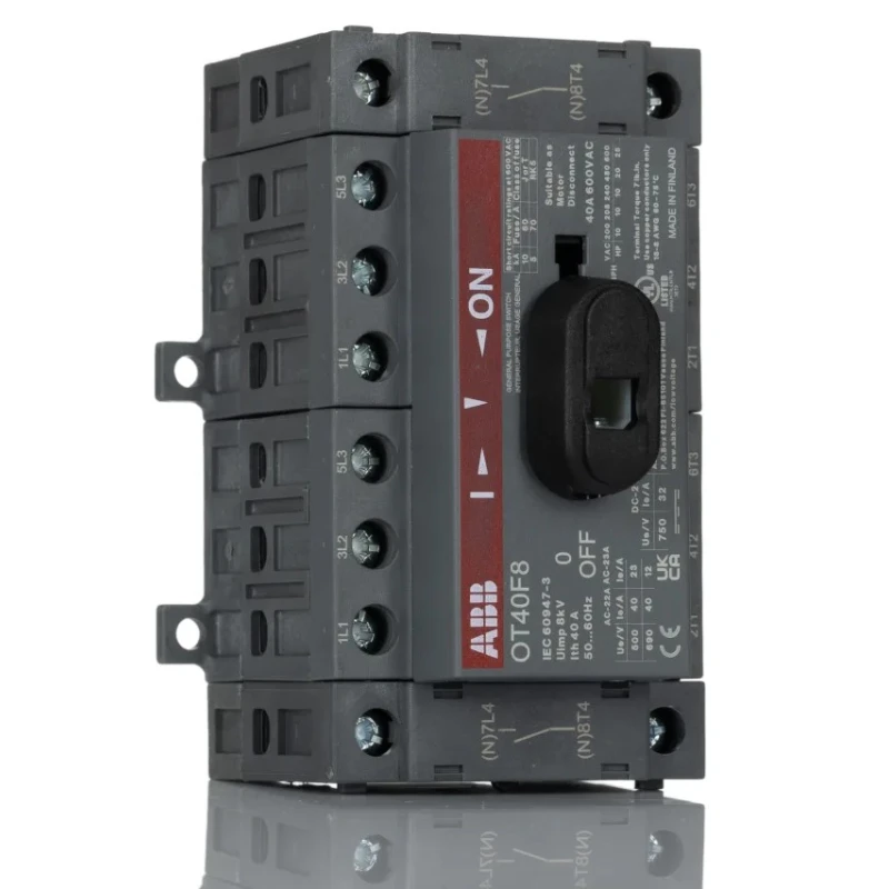 ABB 8-Pole Base Isolator Switch IP20 40A 75 kW OT40F8 1SCA104938R1001