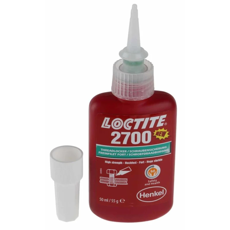 Loctite 2700 Green Threadlocking Adhesive, 50 ml Bottle, High Strength, Metal Compatible, 24 h Cure Time 1948762