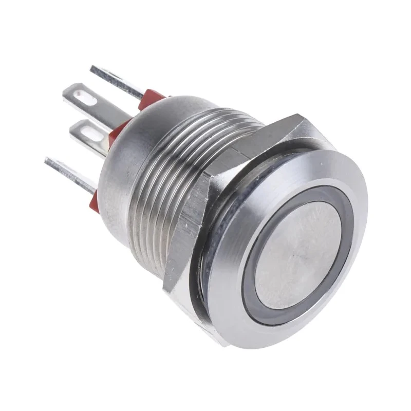 Bulgin Illuminated Push Button Switch, Momentary, Panel Mount, 19.2 mm Cutout, SPST, Red LED, IP66, 24 V DC MPI002