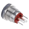 Bulgin Illuminated Push Button Switch, Momentary, Panel Mount, 19.2 mm Cutout, SPST, Red LED, IP66, 24 V DC MPI002