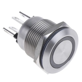 Bulgin Illuminated Momentary Push Button Switch Panel Mount 19.2 mm Cutout SPST Green Red LED IP66 24V MPI002