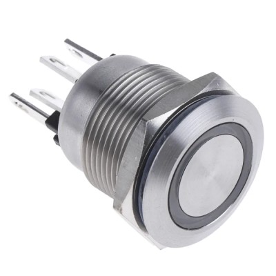 Bulgin Illuminated Momentary Push Button Switch Panel Mount 19.2 mm Cutout SPST Green Red LED IP66 24V MPI002