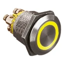 Bulgin Illuminated Push Button Switch Momentary Panel Mount 19.2 mm Cutout SPST Amber LED IP66 24 V dc MPI002