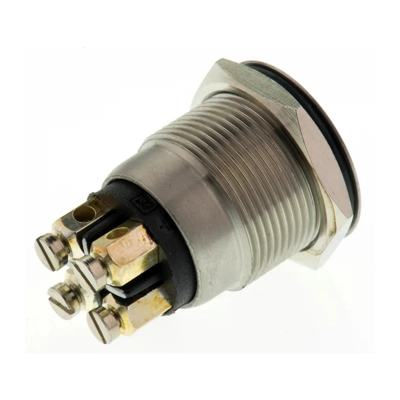 Bulgin Illuminated Push Button Switch Panel Mount 19.2 mm Cutout SPST Momentary Green and Red LED IP66 24V MPI002