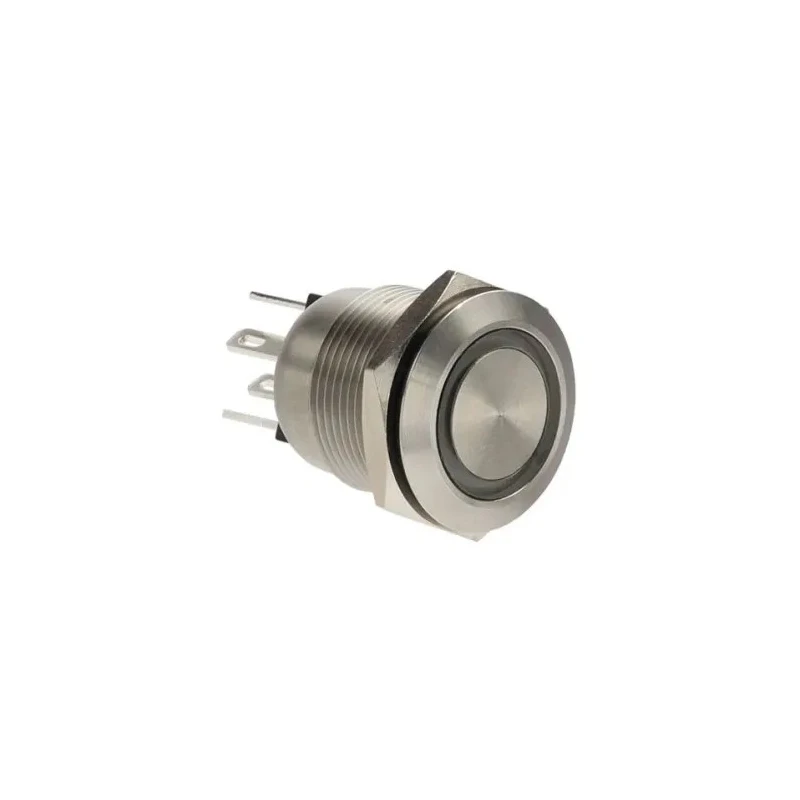 Bulgin MPI002 Series Illuminated Push Button Switch Momentary Panel Mount 19.2 mm Cutout SPST Green and Blue LED IP66 24V 