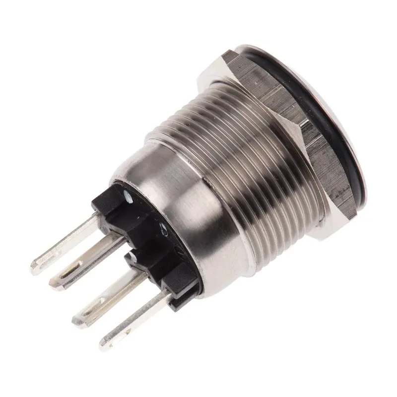 Bulgin MPI002 Series Illuminated Push Button Switch Momentary Panel Mount 19.2 mm Cutout SPST Green and Blue LED IP66 24V 