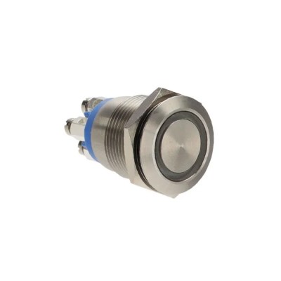 Bulgin Illuminated Push Button Switch Momentary SPST Panel Mount 19.2 mm Cutout Blue LED IP66 24 V dc MPI002