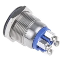 Bulgin Illuminated Push Button Switch Momentary SPST Panel Mount 19.2 mm Cutout Blue LED IP66 24 V dc MPI002