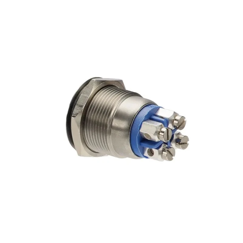 Bulgin Illuminated Push Button Switch Momentary SPST Panel Mount 19.2 mm Cutout Blue LED IP66 24 V dc MPI002