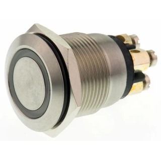 Bulgin Stainless Steel Vandal Resistant Illuminated Momentary Push Button Switch Panel Mount SPST Green Red LED IP66 MPI002