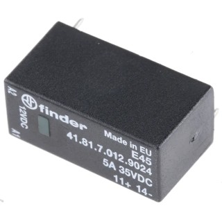 Finder 41 Series Solid State Relay 5 A Load PCB Mount 24 V dc Load 17V dc Control 41.81.7.012.9024